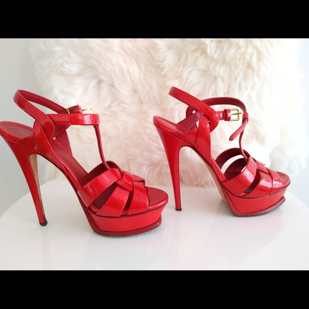 Red Patent Leather YSL Tribute Sandals size 37